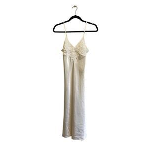 Vintage M Y2K metallic Cato Chemise dress off-white maxi sequin slip